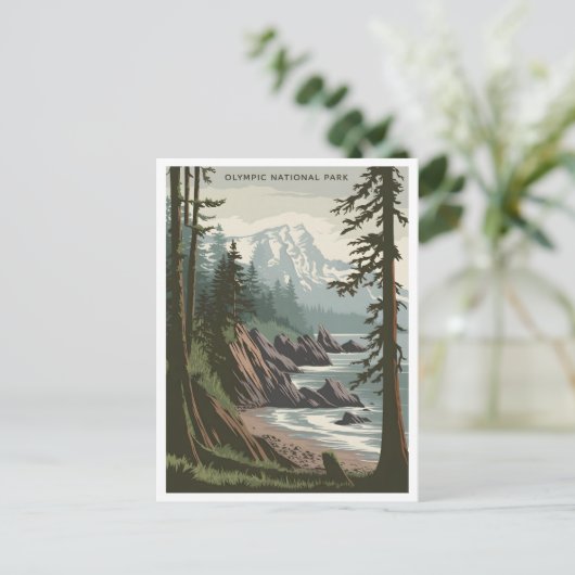 Olympischer Nationalpark Vintag Postkarte (Stehend Vorderseite)