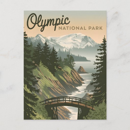 Olympischer Nationalpark Vintag Postkarte (Vorderseite)