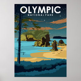 Olympischer Nationalpark Vintage Reiseplakat Poster
