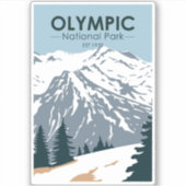 Olympischer Nationalpark Washington Retro Aufkleber (Vorderseite)