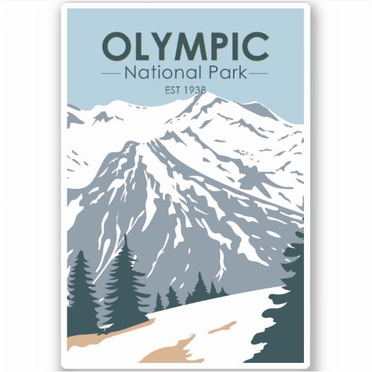 Olympischer Nationalpark Washington Retro Aufkleber (Vorderseite)