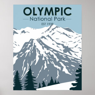 Olympischer Nationalpark Washington Vintag Poster