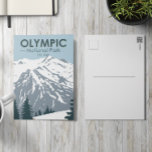 Olympischer Nationalpark Washington Vintag Postkarte<br><div class="desc">Olympisches Vektordesign. Der Park erstreckt sich über verschiedene Ökosysteme,  von den dramatischen Gipfeln der olympischen Berge bis hin zu den alten Wäldern.</div>