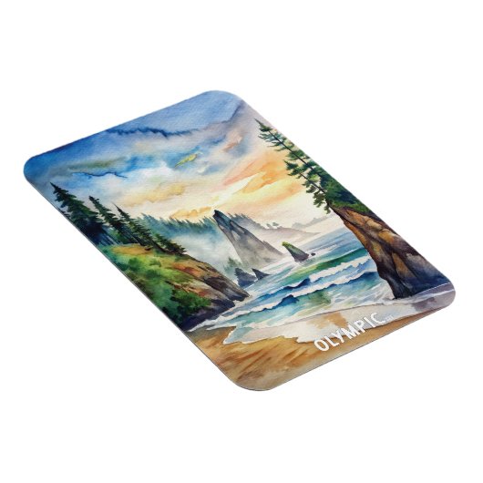 Olympischer Nationalpark Wasserfarbenmalerei Magnet (Rechte Seite)