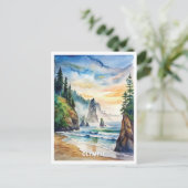 Olympischer Nationalpark Wasserfarbenmalerei Postkarte (Stehend Vorderseite)