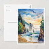 Olympischer Nationalpark Wasserfarbenmalerei Postkarte (Vorne/Hinten)