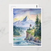 Olympischer Nationalpark Wasserfarbenmalerei Postkarte (Vorne/Hinten)