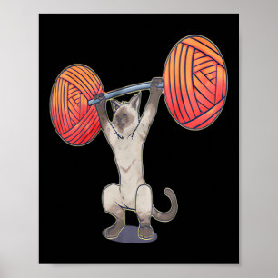 Olympischer Schnaps Siamese Katze Weightlift Bodyb Poster