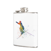 Olympischer Skitag in Aquarell Flachmann (Links)