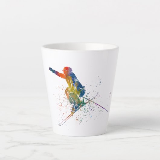 Olympischer Skitag in Aquarell Milchtasse (Vorderseite)