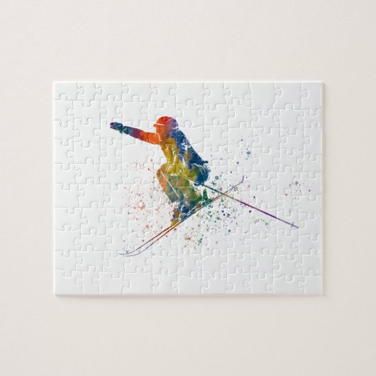 Olympischer Skitag in Aquarell Puzzle (Horizontal)