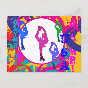 OLYMPISCHES EISLAUFEN POSTKARTE