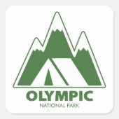 Olympisches Nationalpark-Camping Quadratischer Aufkleber (Vorderseite)