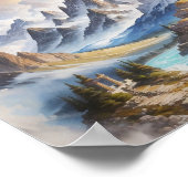 Olympus-Berg in einer majestätischen Aquarellmaler Poster (Ecke)