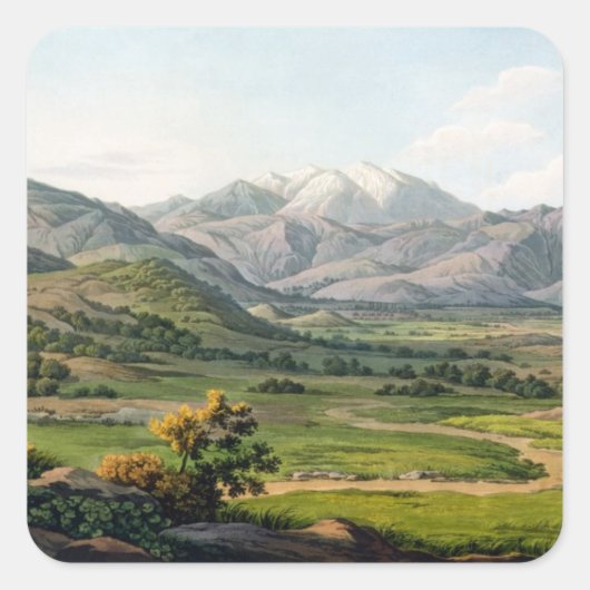 Olympus-Berg, wie zwischen Larissa und Baba gesehe Quadratischer Aufkleber (Vorderseite)