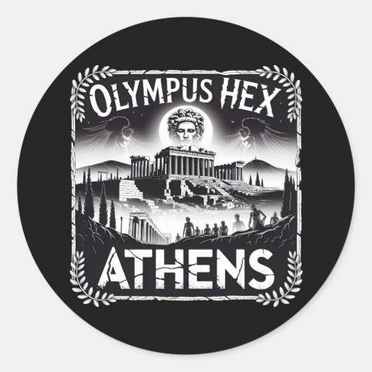 Olympus Hex Athens Spuk Ruinen Halloween Runder Aufkleber (Vorderseite)