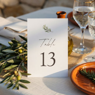 Ölzweig-Hochzeit   Minimal Elegant Tischnummer