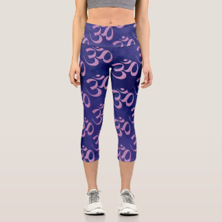 Om 5 Scattered Blue Monochrome Tie dye Capri Leggings