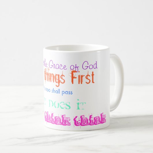 OM Alkoholiker-Slogan-Tasse Kaffeetasse (VorderseiteRechts)