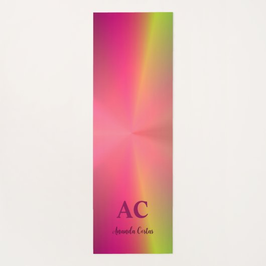 Om All Lights | Grün & Rot, Personalisiert Yogamatte (Rückseite)