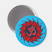 Om and Red Pinwheel - Yoga Magnete Magnet (Vorderseite/Rückseite)