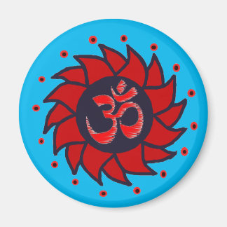 Om and Red Pinwheel - Yoga Magnete Magnet
