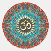 Om Aqua Red Earth Mandala Mindfulness Yoga Sticker (Vorderseite)