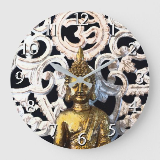 Om-Beschwörungsformel Ajna Meditation Große Wanduhr (Vorderseite)