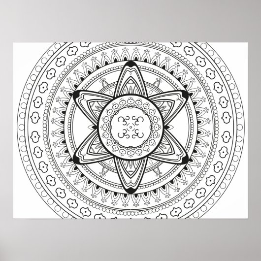 Om Black and White Mandala Adult Coloring Poster (Vorne)