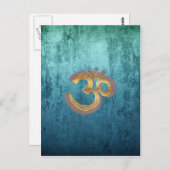 OM Blauer Golddampfer aus Messing Asien Yoga Spiri Postkarte (Vorne/Hinten)
