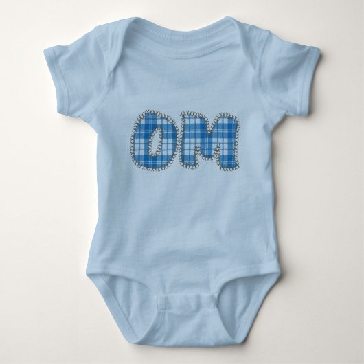 Om - Blue Kariert - Baby Yoga Bekleidung Baby Strampler (Vorderseite)