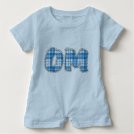 Om - Blue Kariert - Baby Yoga Bekleidung Baby Strampler
