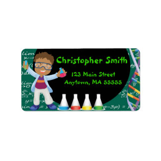 OM Boy Mad Scientist Party Address Labels Adressaufkleber