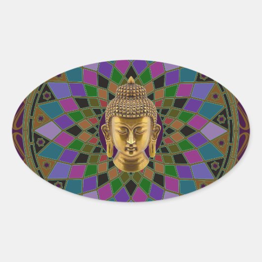 Om Buddha Mandala Ovaler Aufkleber (Vorderseite)