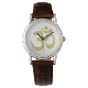 Om Buddhistisches Symbol Golden Paste Uhr 1