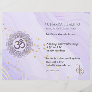 OM Chakra Energy Healer Reiki Lila Horizontal Flyer