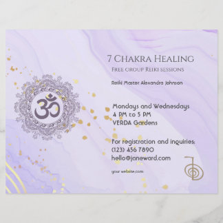 OM Chakra Energy Healer Reiki Lila Horizontal Flyer