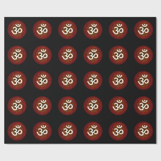 Om Chakra Mandala Red Geschenkpapier (Flach)