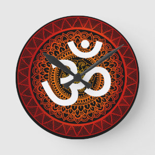 Om chakra mandala runde wanduhr
