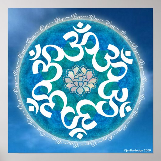 Om Circle Snowflake Mandala Poster (Vorne)