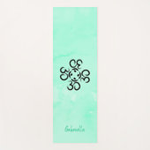 Om Compass Rose, Aquamarin Green Watercolor Om Yogamatte (Vorderseite)