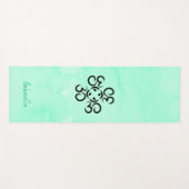 Om Compass Rose, Aquamarin Green Watercolor Om Yogamatte (Vorderseite (Horizontal))
