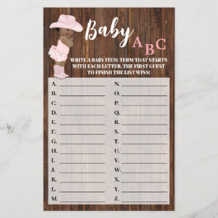 OM Cowgirl Baby ABC Baby Duschkabine Game Card Fly Flyer