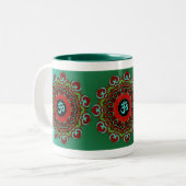 OM der Chaos-Tasse - friedlich Zweifarbige Tasse (Vorderseite Links)