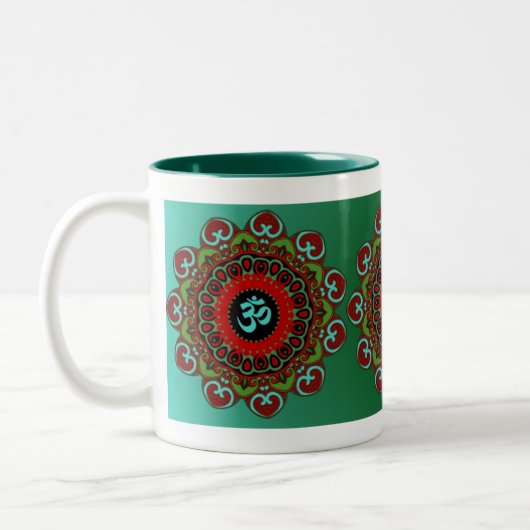 OM der Chaos-Tasse - friedlich Zweifarbige Tasse (Links)