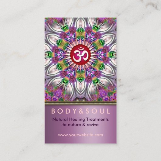 Om Energy Yoga Healing Star Business Card Visitenkarte (Rückseite)
