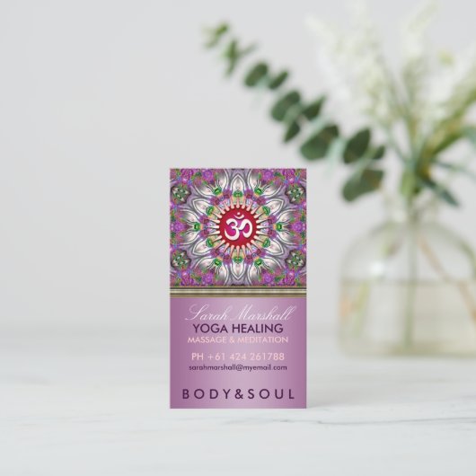Om Energy Yoga Healing Star Business Card Visitenkarte (Stehend Vorderseite)
