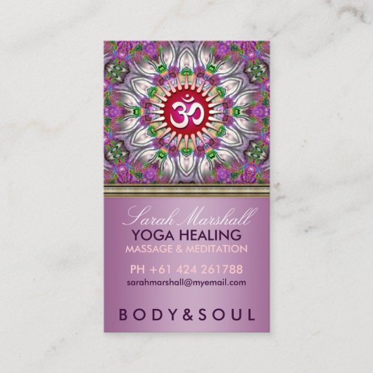 Om Energy Yoga Healing Star Business Card Visitenkarte (Vorderseite)