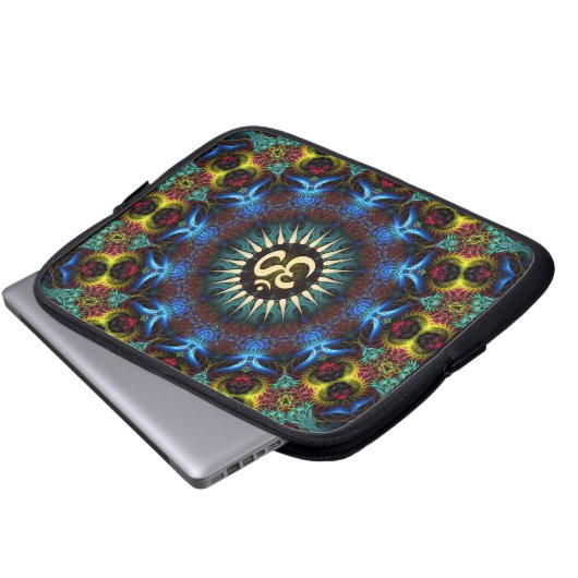 OM Floral Fraktal Mandala Notebook Laptopschutzhülle (Vorne Knopf)