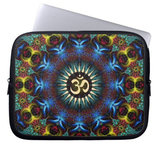 OM Floral Fraktal Mandala Notebook Laptopschutzhülle (Vorderseite)